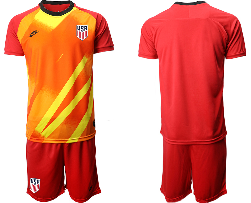 Men 2020-2021 Season National team United States goalkeeper red Soccer Jersey2